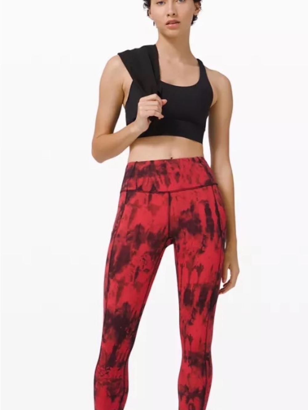 lululemon athletica Red & Black Tie-Dye High-Rise Leggings